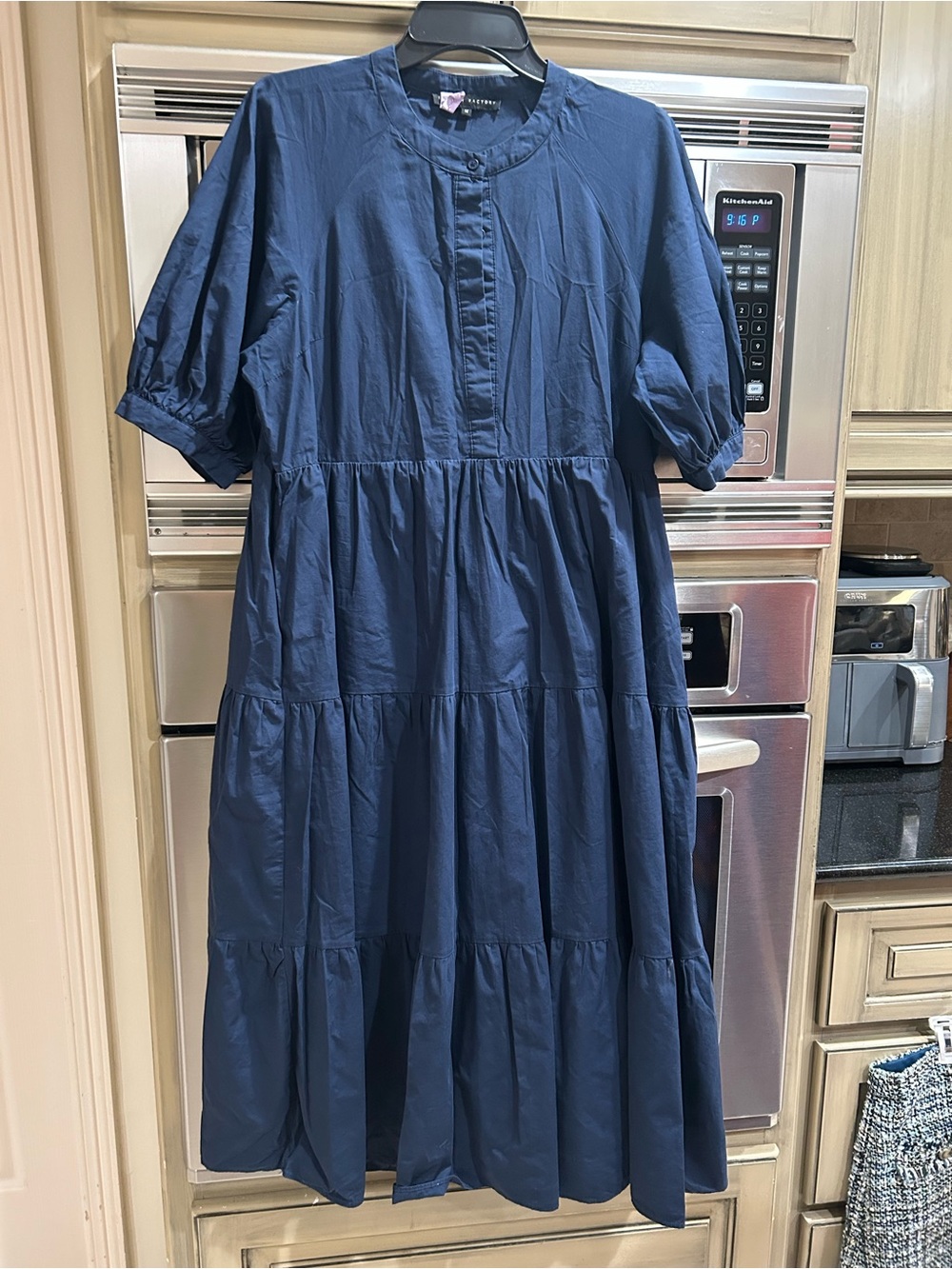 English factory SHORT PUFF SLEEVE MIDI DRESS - navy - Picture 4 of 6
